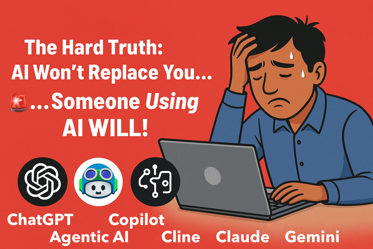 Developer using AI tools like ChatGPT, Copilot, Agentic AI